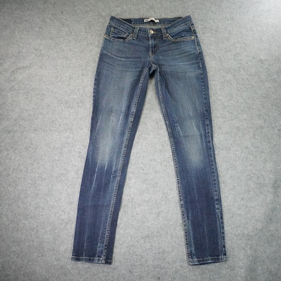 Levis 524 Too Superlow Jeans Womens 5 Medium Blue Skinny Stretch‎ Denim Mid Rise - Picture 1 of 11